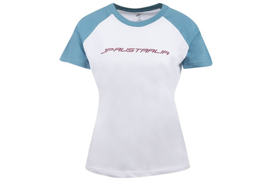 JP Womens T-Shirt white / peacock blue